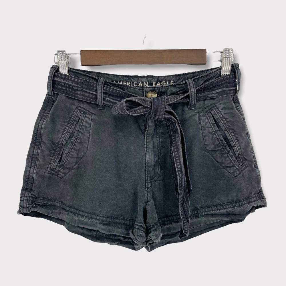 American‎ Eagle Dark Gray Hi Rise Utility Cargo Shorts Size 4
